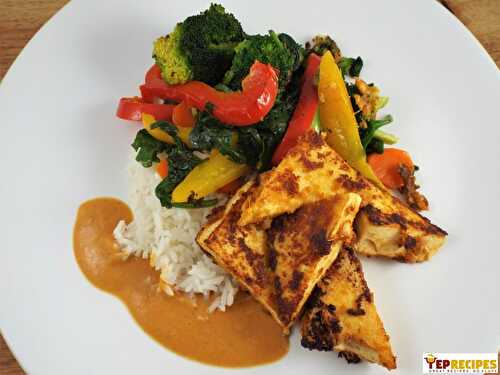 Spicy Peanut Tofu with Stir Fry Veggies