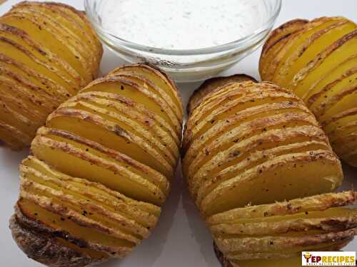 Mini Hasselback Potatoes with Dill Cream
