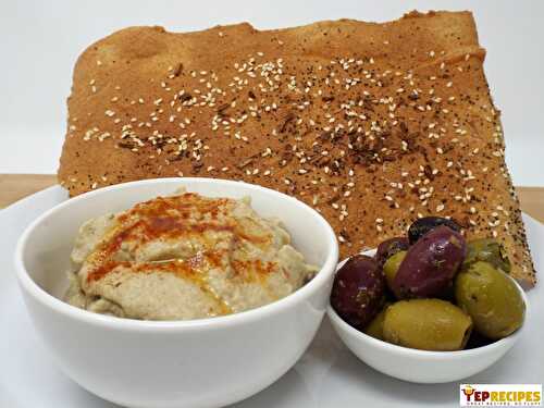 Baba Ghanoush, Lavash Crackers and Marinated Olives