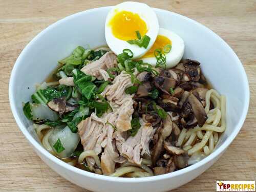 Pork, Bok Choy and Mushroom Ramen Noodle bowls