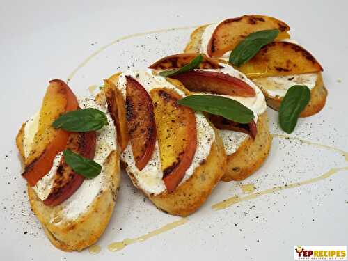 Caramelized Peach and Goat Cheese Crostini