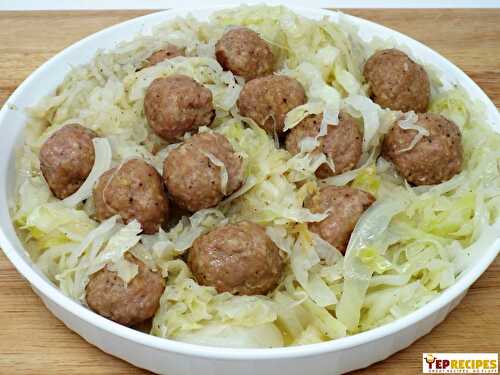 Turkey Meatballs with Braised Cabbage