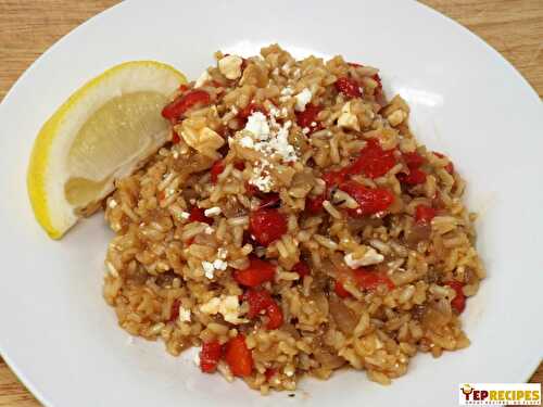 Brown Rice with Roasted Red Peppers and Feta