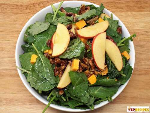 Kale Salad with Apples, Cheddar, and Pecans