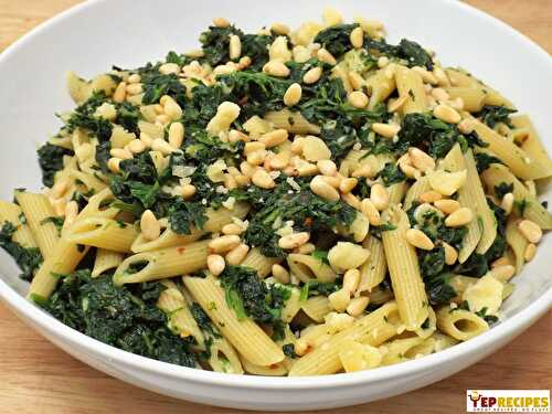 Spinach and Gruyere Penne with Toasted Pine Nuts