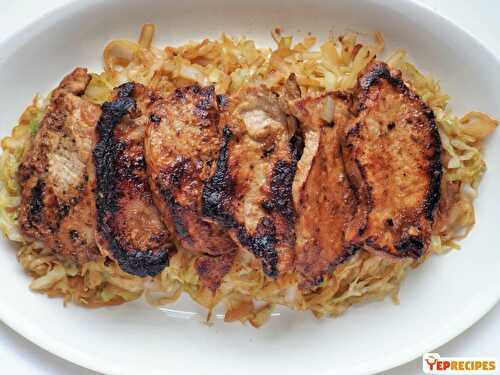 Miso Ginger Pork Chops with Cabbage