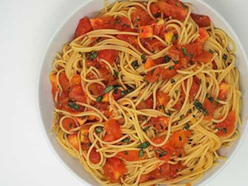 Spaghetti with Fresh Tomatoes and Basil