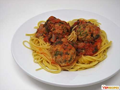 Turkey Florentine Meatballs with Spaghetti