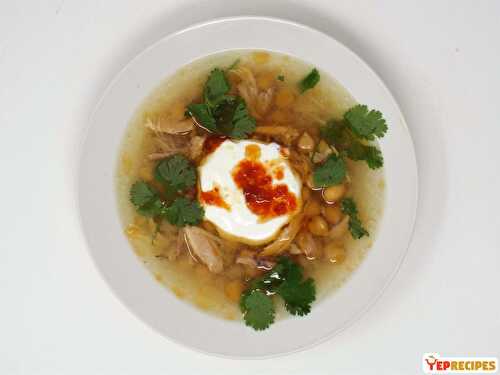 Chicken & Garbanzo Bean Soup with Garlic Chili Oil