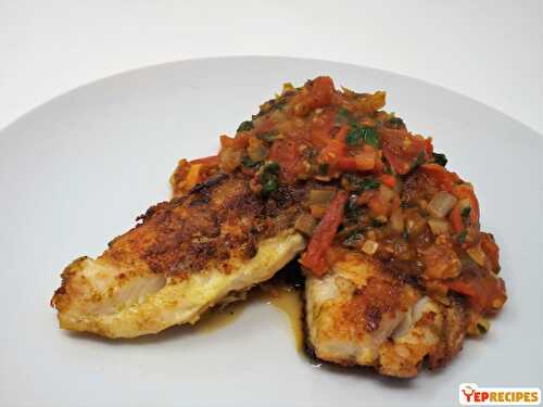 Indian Fried Fish with Tomato Chutney