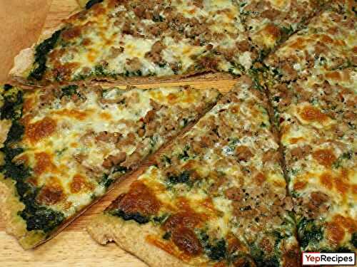 Spinach Pesto and Turkey Sausage Pizza