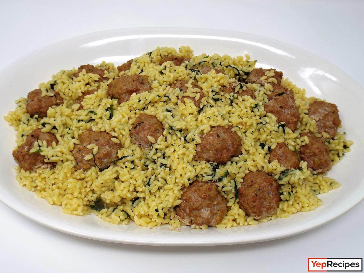 Turkey Meatballs with Spinach and Lemon Orzo