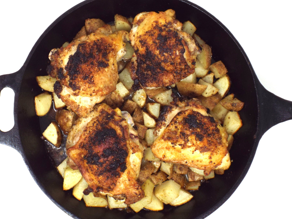 Cast-Iron Roasted Chicken Thighs and Potatoes