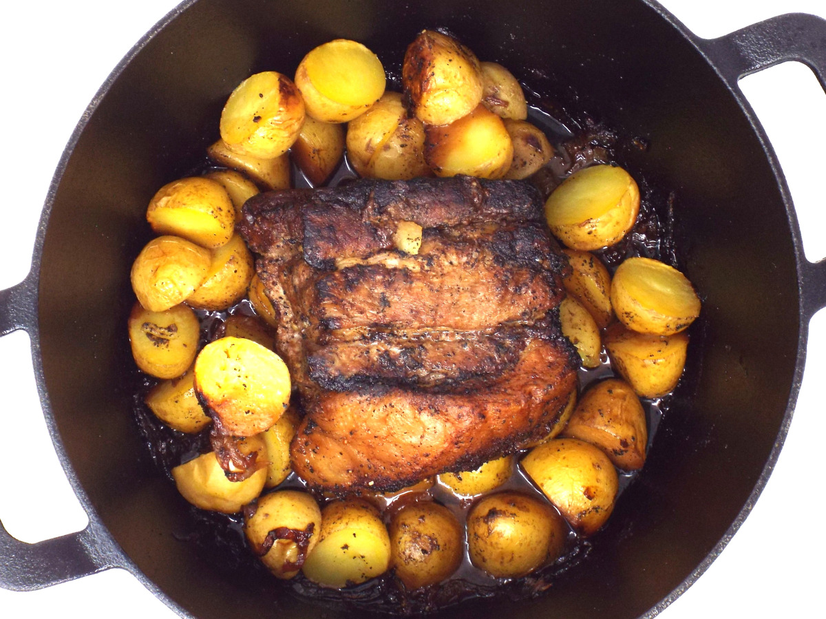 Oven Braised Pork Shoulder and Baby Potatoes