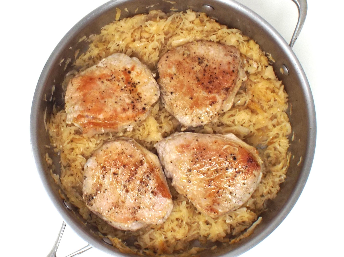 Skillet Pork Chops and Sauerkraut