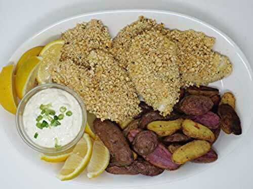Baked Fish and Chips with Creamy Horseradish Sauce