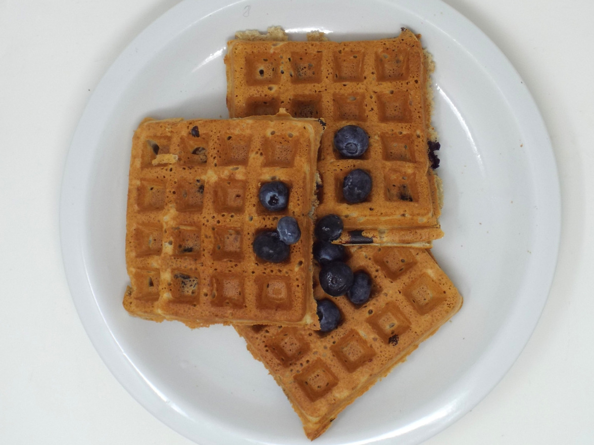 Peanut Butter and Blueberry Waffles