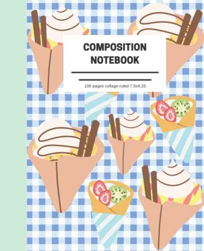 Crepes Composition Notebook Journal - Gingham with Crepes on print it Spring Pastel inspired style!: Collage Ruled Pages & Bleed pages! Great for ... Gifting someone, Kids school supplies!