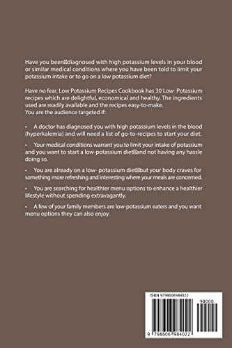 LOW POTASSIUM COOKBOOK: Healthy Low Potassium Recipes to Aid Combat with Hyperkalemia