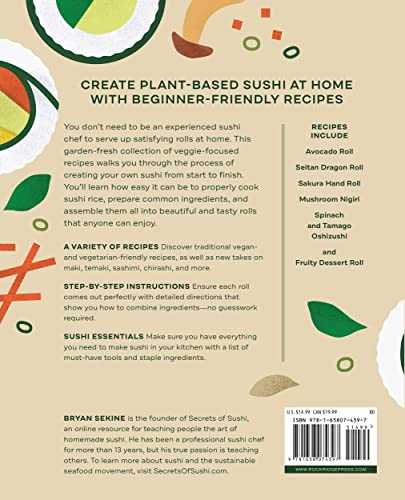 Vegan & Vegetarian Sushi Cookbook for Beginners: 50 Step-by-Step Plant-based Rolls and More